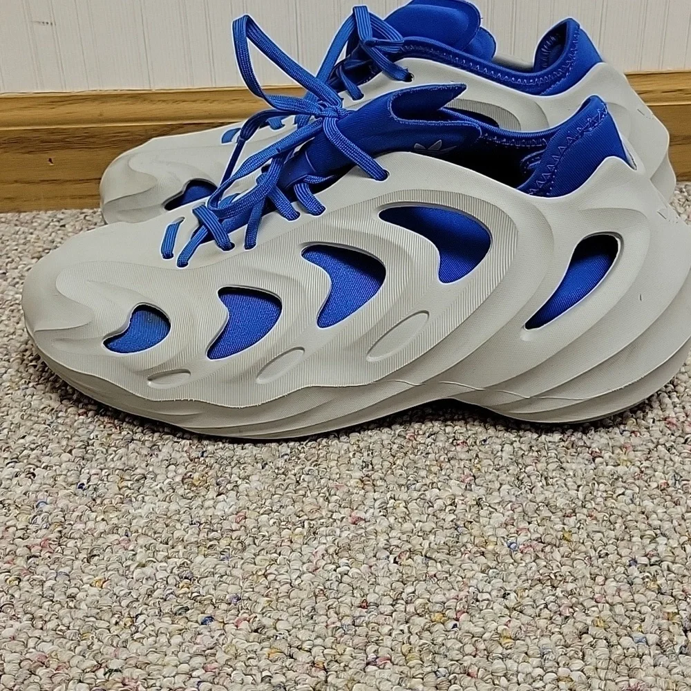 Adidas Mens Adiform Q Grey And Blue Sz 8.5 Used
